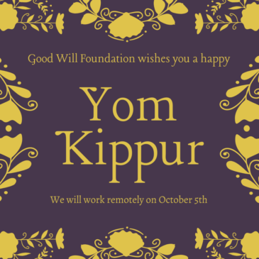 Good Will Foundation wishes you a happy Yom Kippur!