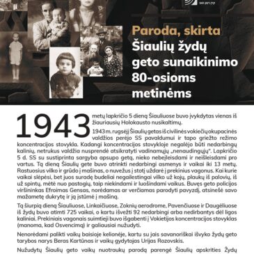 Exhibition to open in Seimas commemorating 80th anniversary of Šiauliai Jewish Ghetto destruction