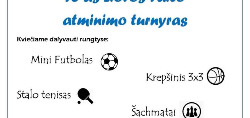 Kviečiame dalyvauti 16-ajame Liovos Taico atminimo turnyre Šiauliuose